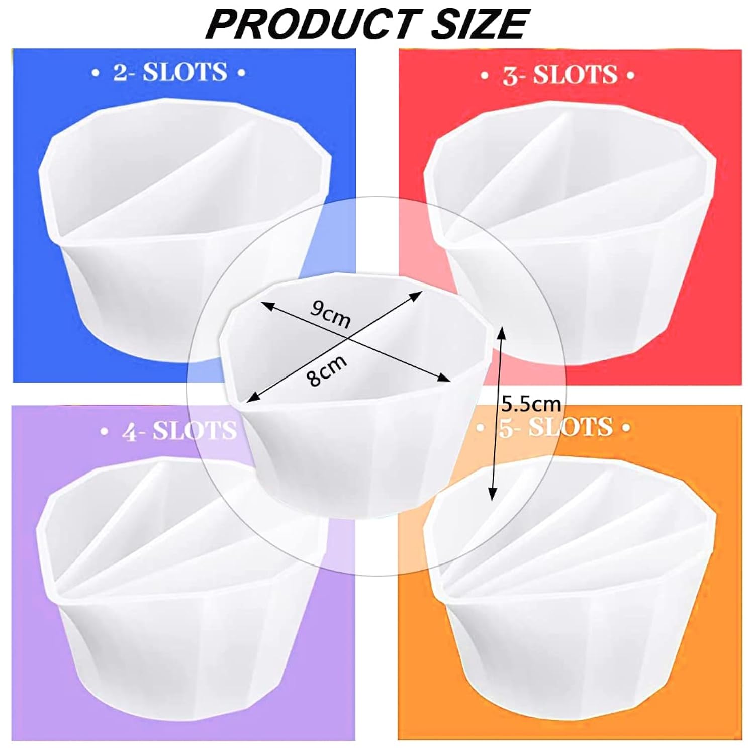 4 Pack Split Cups For Paint Pouring + 2 Pcs Stir Stick, Silicone Paint Pour Cup Resin With 2-5 Channels Dividers Pouring Painting Tools For Diy Making Accessories Fluid Art Drawing (2/3/4/5 Channels)