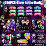 Glow In The Dark Supplies For Kids Adults, Light Up Party Favors, 56 Led Light Up Toys, 100 Glow Sticks Bulk Party Pack Diy Glasses Headbands Necklaces For Neon Party Supplies & Decorations