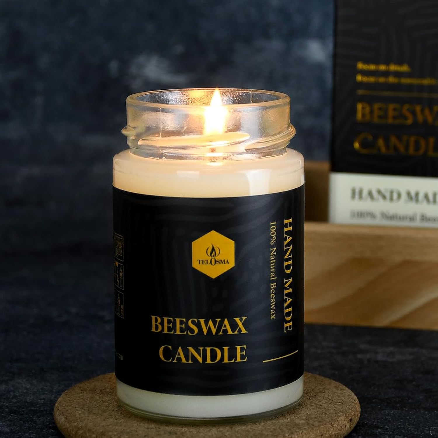Natural Beeswax Jar Candles ?Organic Emergency Candles In Glass - Smokeless Slow Burnning | 36 Hours Long Burning Time - White