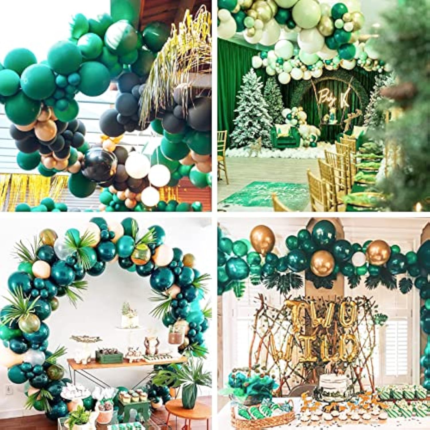 Forest Green Balloons, 50 Pcs 12 Inch Boho Green Balloons, Dark Green