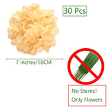 Silk Hydrangea Heads 30 Pcs Artificial Flowers Only Heads No Stems Fake Hydrangea Flowers For Home Wedding Decor No Stems (Light Yellow)