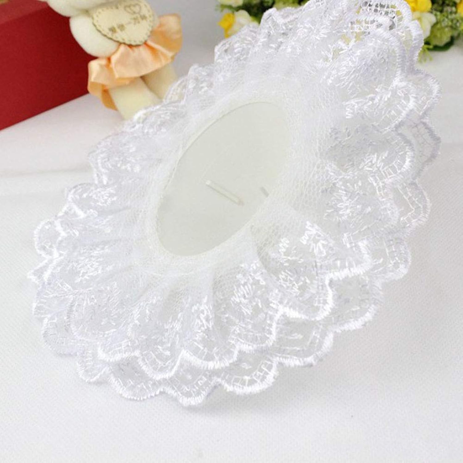 4 Pcs White Lace Bouquet Collar Wedding Bridal Bouquet Holder Collar For Flower Decoration Supplies