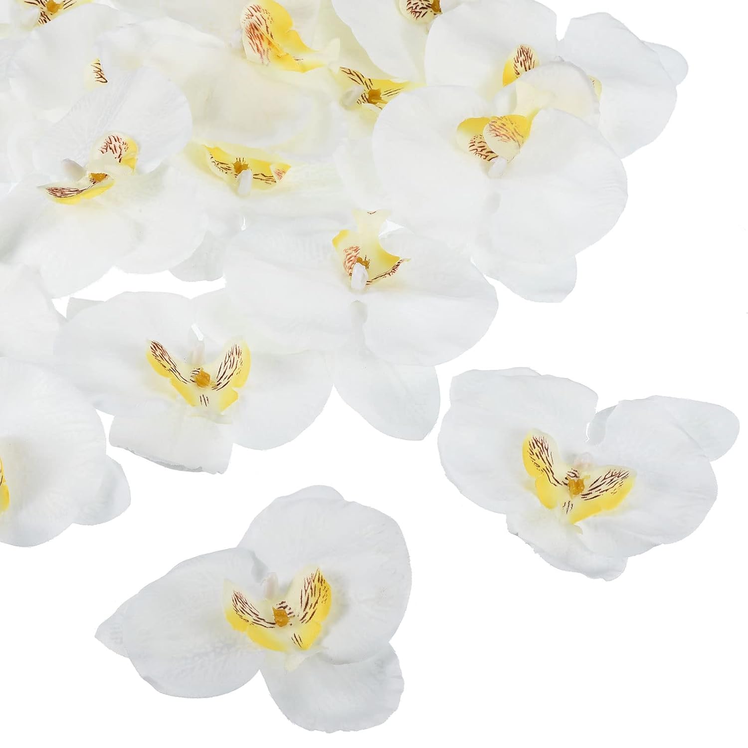 3.9" Artificial Orchid Flower Heads, 20 Pack Silk Phalaenopsis Fake Butterfly Orchid Heads For Wedding Floral Bouquet Decor Diy Craft Making, White