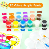 Mini Paint Set, 20 Pack Washable Paint Strips Kit With 40 Painting Brushes And 20 Palettes, 12 Colors Mini Acrylic Paint Set For Kids Painting Craft