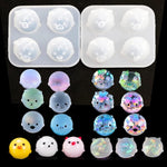 2Pcs Silicone Resin Molds For Jewelry Keychain Pendent Necklace, Cute Animal Orbs Piglet Chicken Bear Shape Ornaments Casting Molds For Uv Resin Crafts, Diy Jewelry Making (Mirror & Matt)