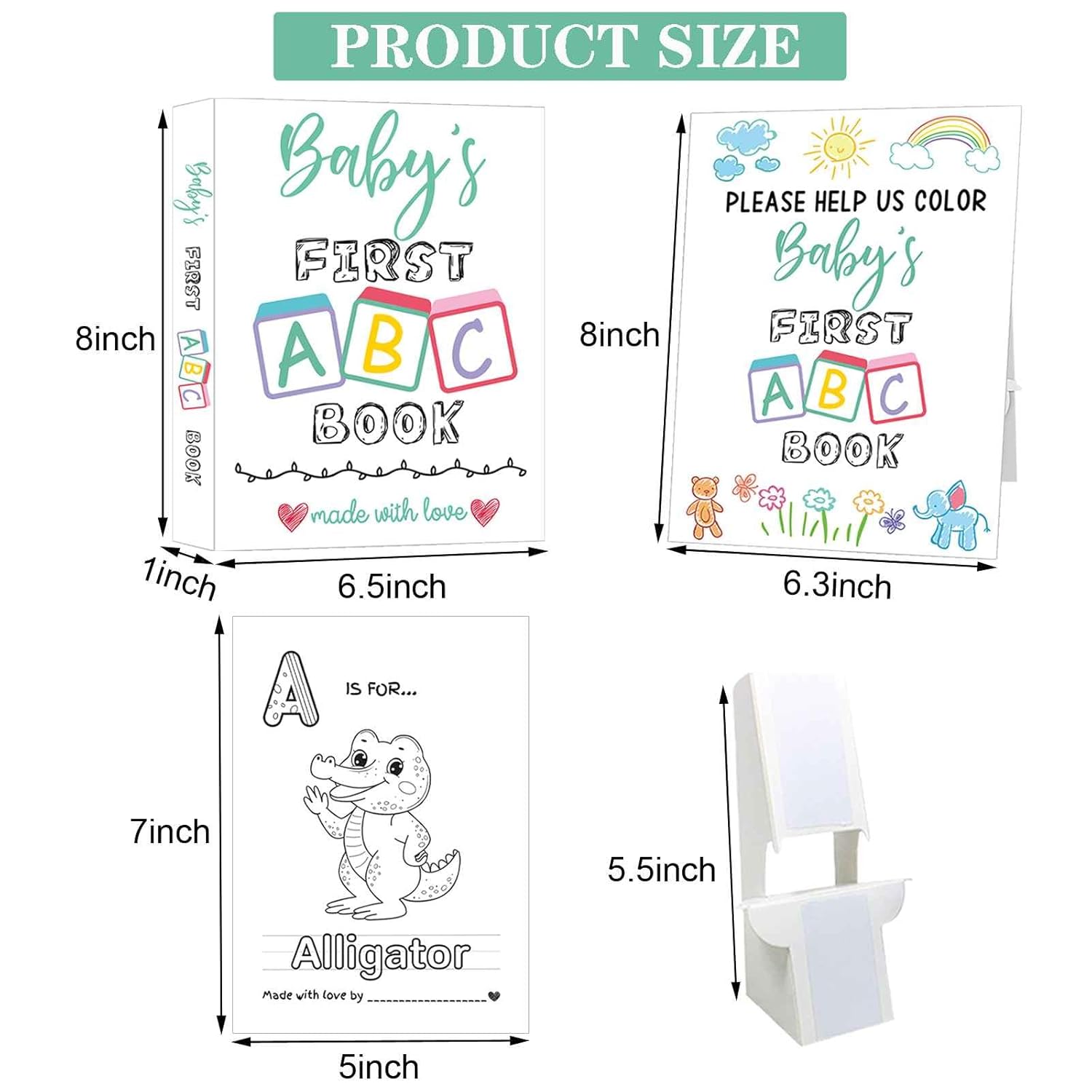 Baby'S First Abc Book Baby Shower Activity Keepsake Game, Abc Coloring Baby Shower Guest Book Alternative, Baby'S First Alphabet Coloring Book, Alphabet A To Z Coloring Pages