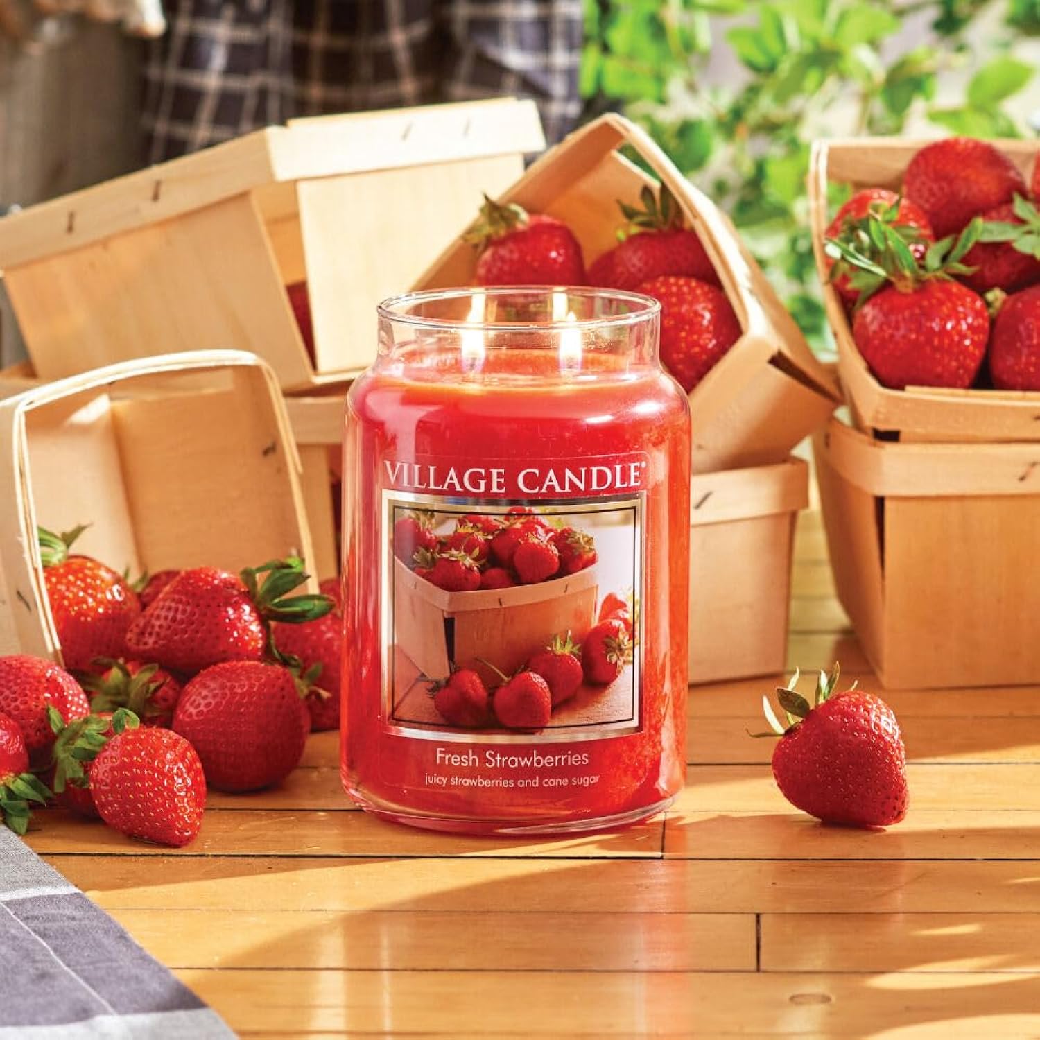 Fresh Strawberries 26 Oz Glass Jar Scented Candle, Large
