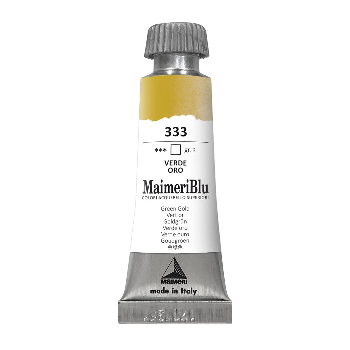 MaimeriBlu 12ml Single-Pigment Watercolor Paint - Green Gold PY129 Professional Watercolor Paint - Lightfast and Transparent Watercolor Paint Tube for Artists