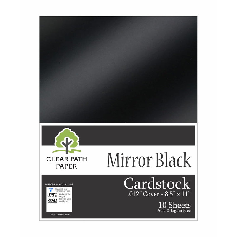 Mirror Black Cardstock - 8.5 X 11 Inch - .012" Thick - 10 Sheets -