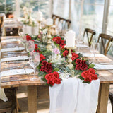 4 Pack(28.8 Ft) Artificial Flower Garland Silk Rose Flower Vines Fake Flower Garland For Backdrop Hanging Garlands Flowers Artificial For Decoration Wedding Arch Room(Red)