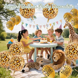 31Pcs Cheetah Balloons Set With 6 Pcs 22 Inch Cheetah Print Aluminum Foil Balloons & 25 Pcs Leopard Spots Latex Balloon For Wildlife Animal Zoo Jungle Safari Themed Birthday Party Decoration