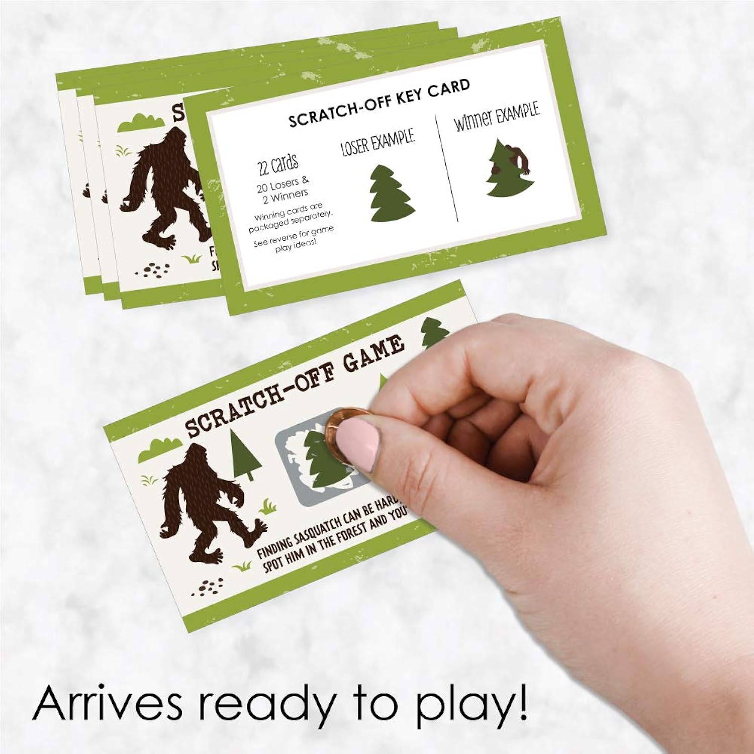 Big Dot of Happiness Sasquatch Crossing - Bigfoot Party or Birthday Party Game Scratch Off Cards - 22 Count