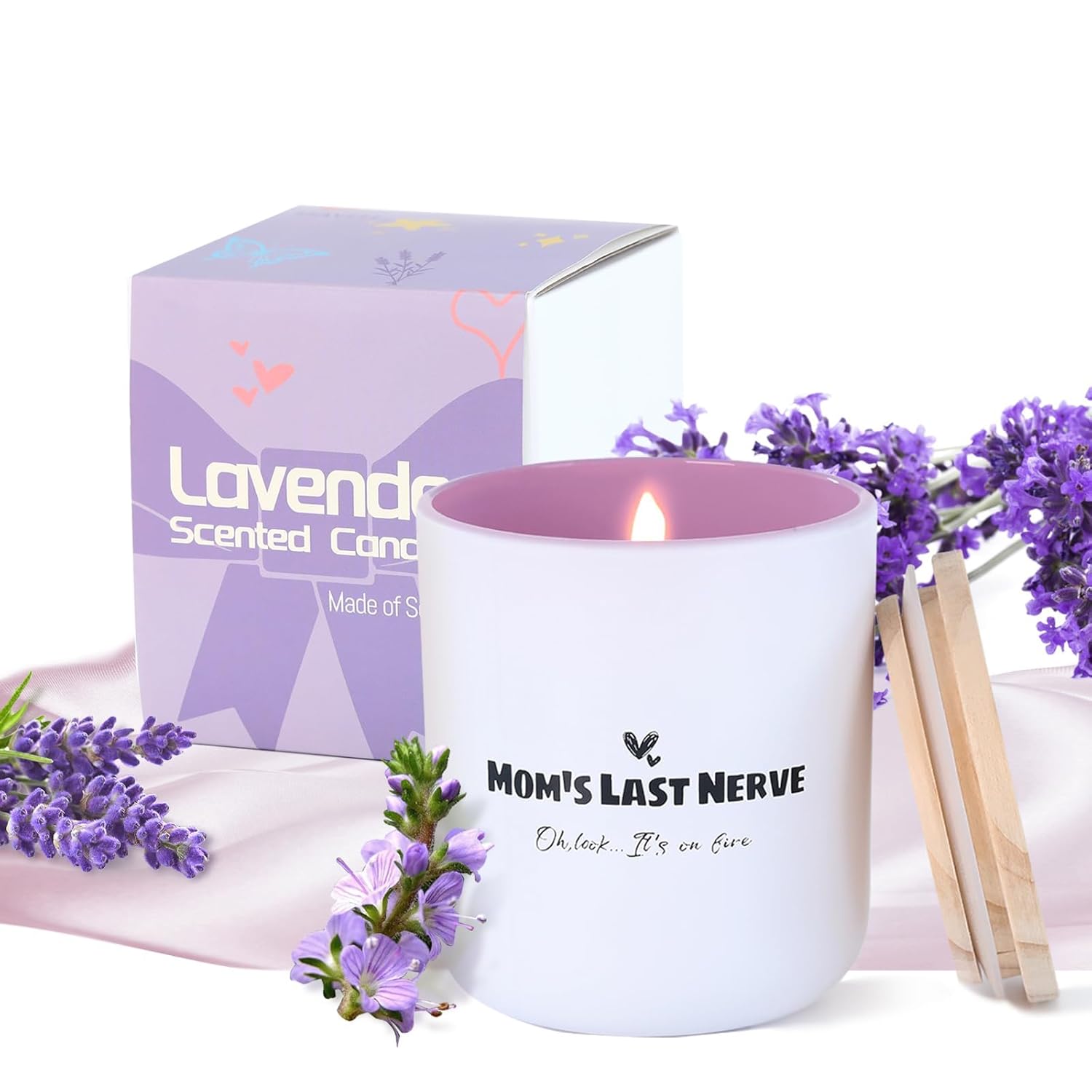 Mother'S Day Gifts For Her Lavender Scented Candle 8Oz, Soy Wax Jar Candles With Cotton Wick, Long Lasting Home Fragrance, Funny Gift Candle Birthday Gifts For Mom