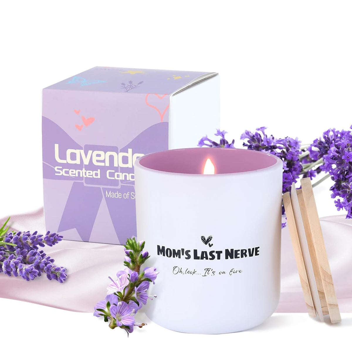 Mother'S Day Gifts For Her Lavender Scented Candle 8Oz, Soy Wax Jar Candles With Cotton Wick, Long Lasting Home Fragrance, Funny Gift Candle Birthday Gifts For Mom