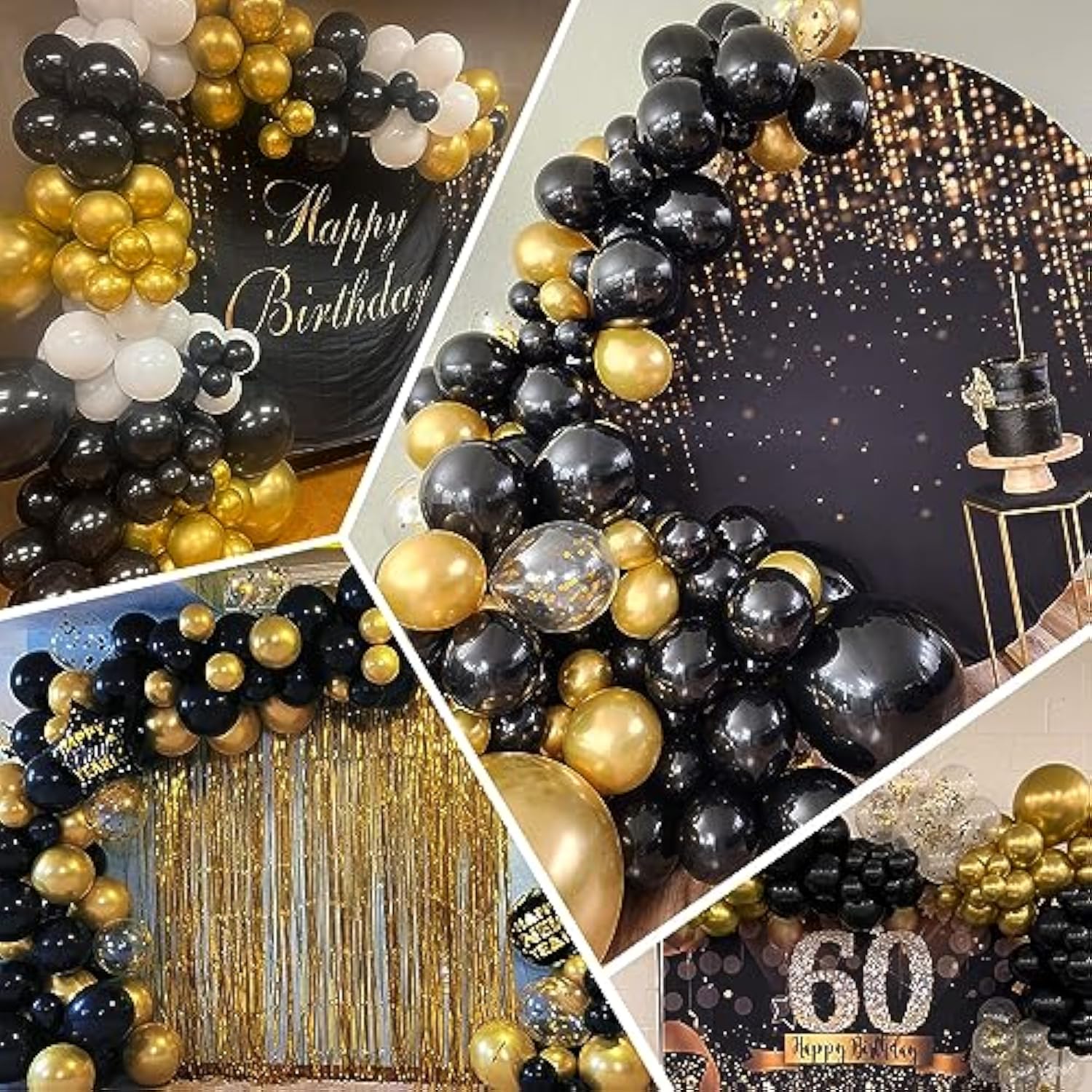 100Pcs Black Gold 12-Inch Metallic Latex Balloons for Party Decorations