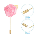 Rose Boutonnieres, 24 Pack Groom Wedding Boutonnieres Pocket Handmade Flower Lapel Pin Boutonnieres For Men Wedding Ceremony Party Prom, Pink