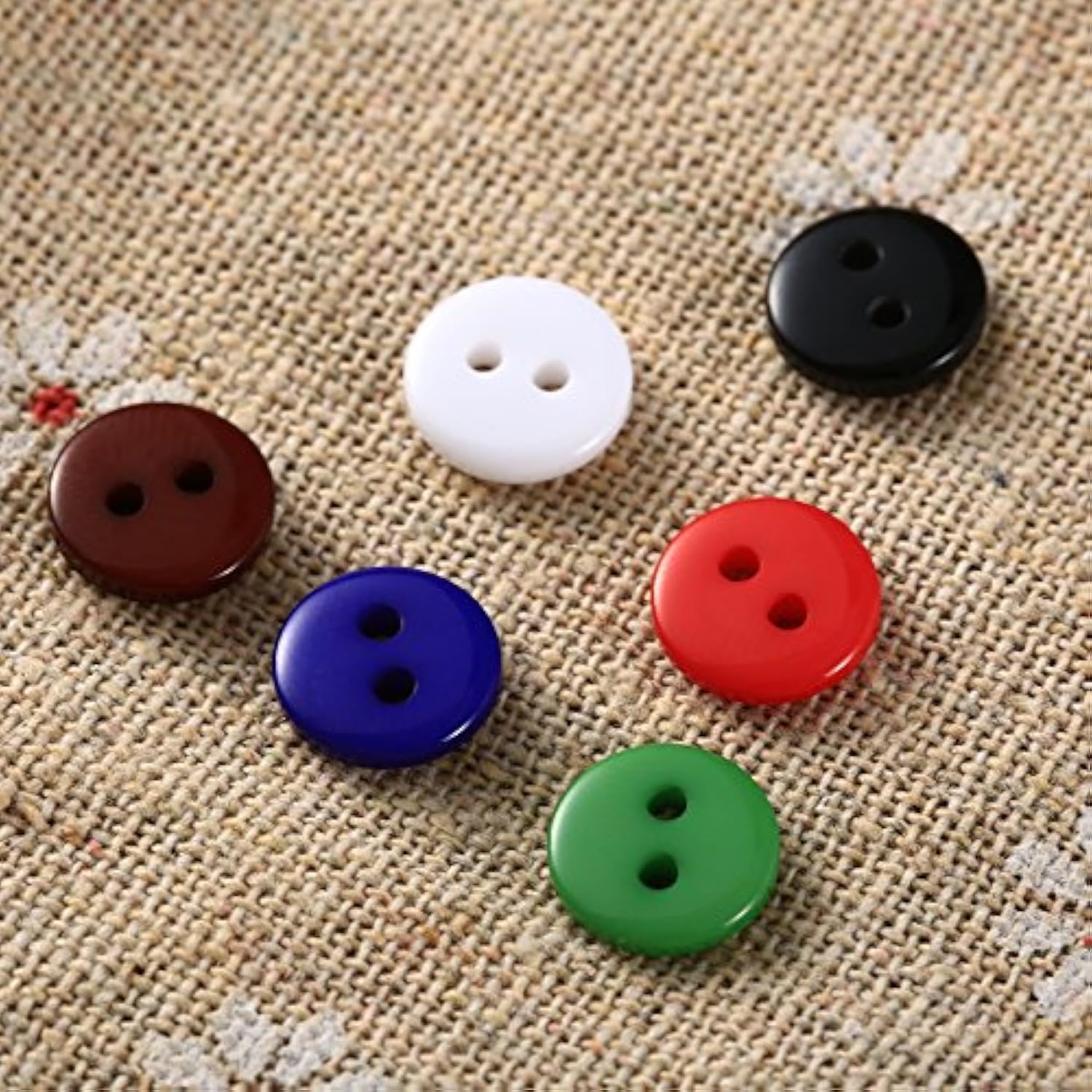 100Pcs 15Mm Mixed Color Round 2 Holes Resin Buttons Craft Buttons For