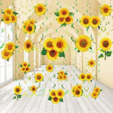 30-Pack Sunflower Hanging Swirl Decorations – Foil Ceiling Decor for Birthday & Baby Showers