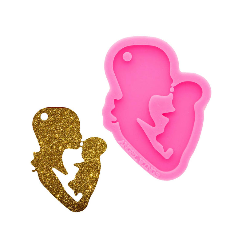 Shiny Glossy Parent-Child Love Shape Making Keychain Polymer Clay Mold Necklac