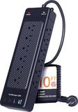 Heavy Duty Surge Protector Power Strip 18 Outlets 4 USB Ports USB C 10FT Flat Plug 4800J Black