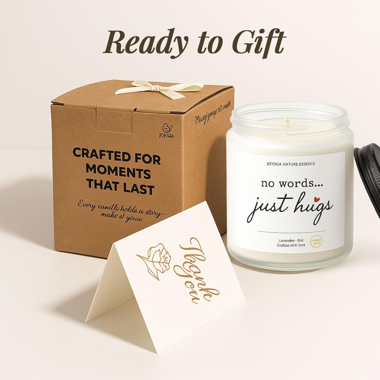 Sympathy Gifts For Loss Of Loved One, Memorial Candle 9Oz Lavender Scented Soy Candle, “No Words… Just Hugs” Remembrance & Bereavement Gift, Grief Gifts For Women, Condolence Gift, 50 Hour Burn, St