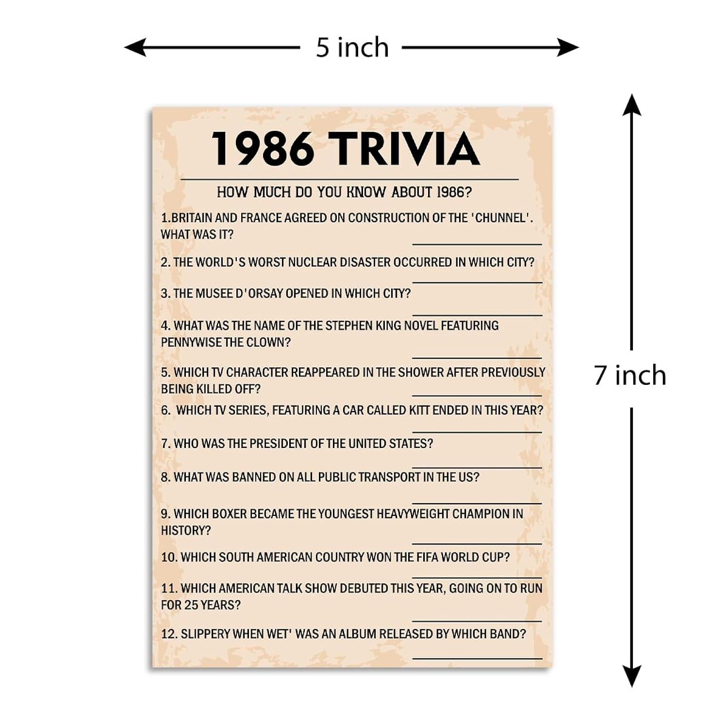 40Th Birthday Party Games, 1986 Trivia Games, Birthday Party Supplies For Adults, Fun 1986S Party Game?Pack Of 30 Cards