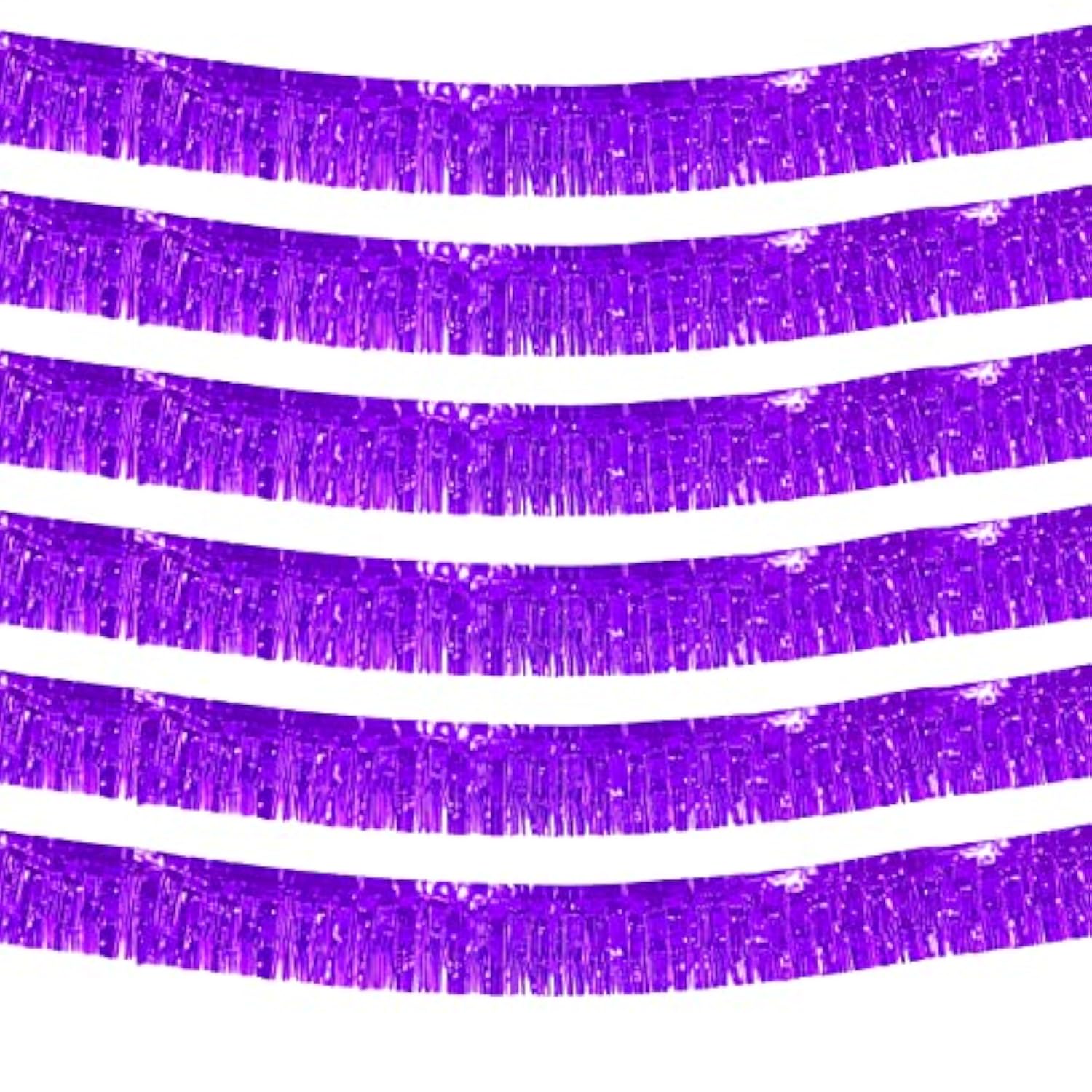 6 Pack 10 Feet Foil Fringe Garland Metallic Tinsel Streamers Banner Wall Hanging Curtain Backdrop Banner For Parade Floats, Thanksgiving, Christmas, Birthday, Halloween Party Decorations(Purple)