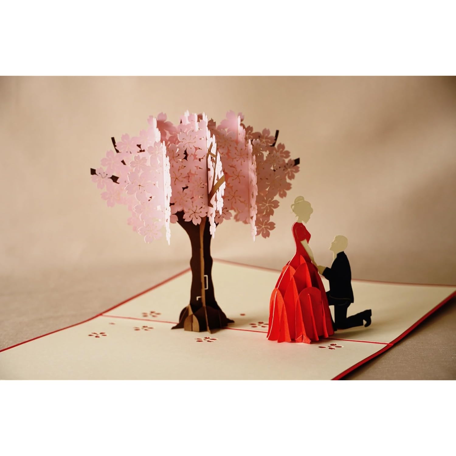 3D Pop Up Proposal Card – Cherry Blossom Tree & Romantic Couple | Handmade Wedding, Engagement, Valentine’S Day, Anniversary Greeting Card W09