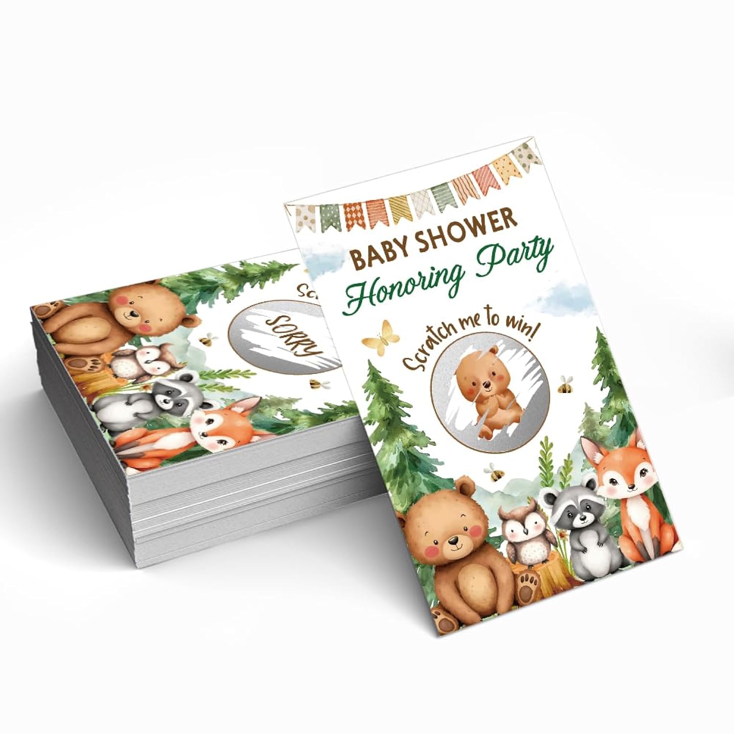 50 Pack Baby Shower Honoring Party Scratch Off Game, Cute Animal Theme Scratch Card For Baby Shower Birthday Party Lottery Games Group Games Family Activity