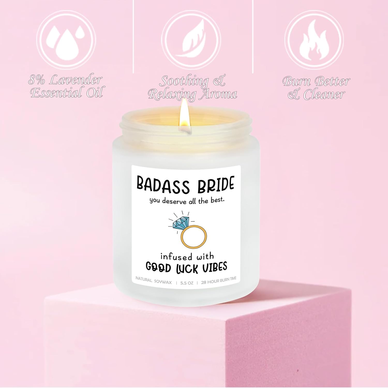 Lavender Scented Candle With Box Bridal Shower Gift,Wedding Gifts, Funny Bridal Present For Women - Engagement, Bachelorette Party 5.5Oz