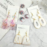 Multi Piece Dangle Earrings Silicone Mold, Geometric Moon With Connector Earrings Resin Molds, Jewelry Casting Molds For Epoxy Resin