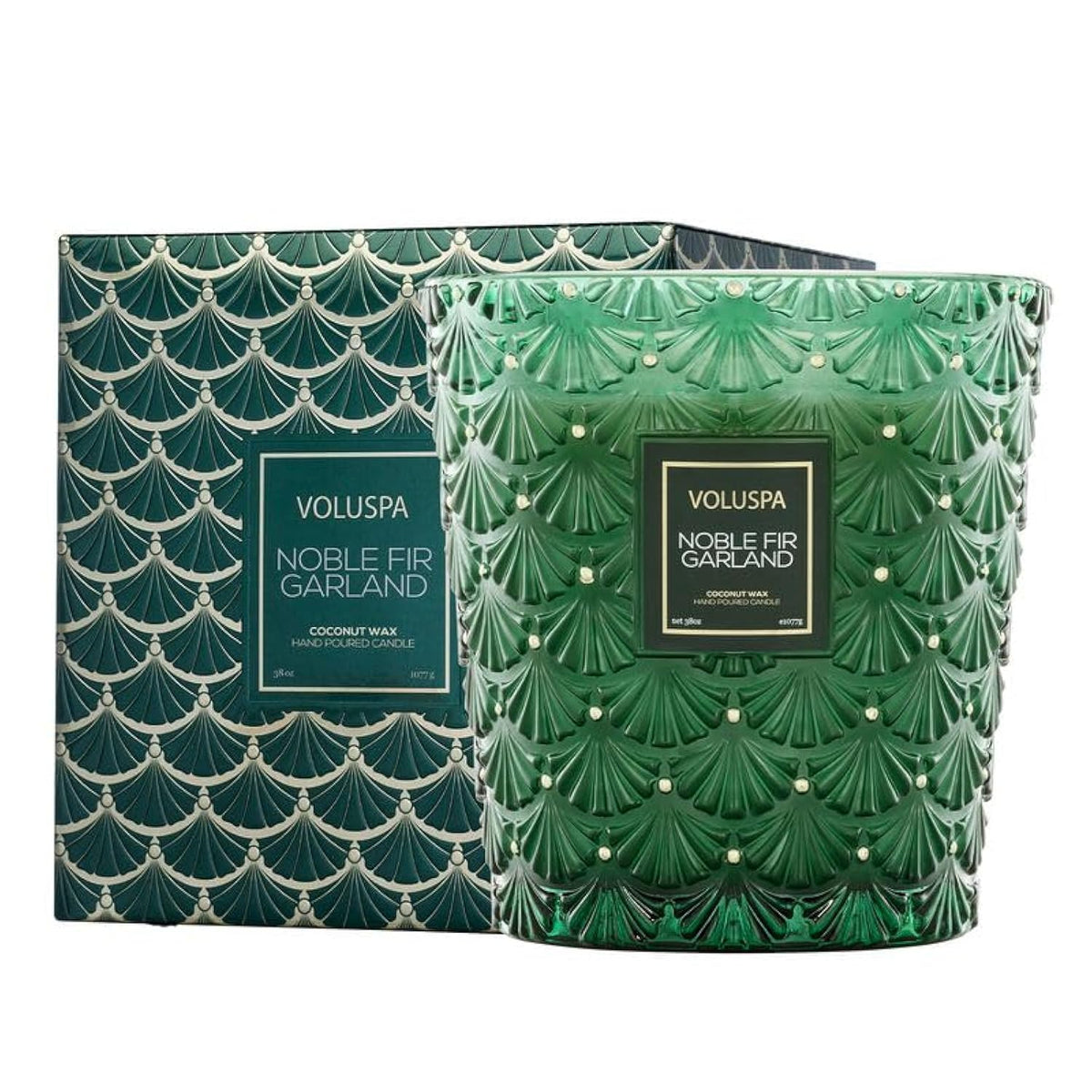 Noble Fir Garland, 3 Wick Hearth Candle, 38 Oz, 80 Hour Burn Time, Coconut Wax Blend, Christmas Scented Candles For Home, Handcrafted In The Usa