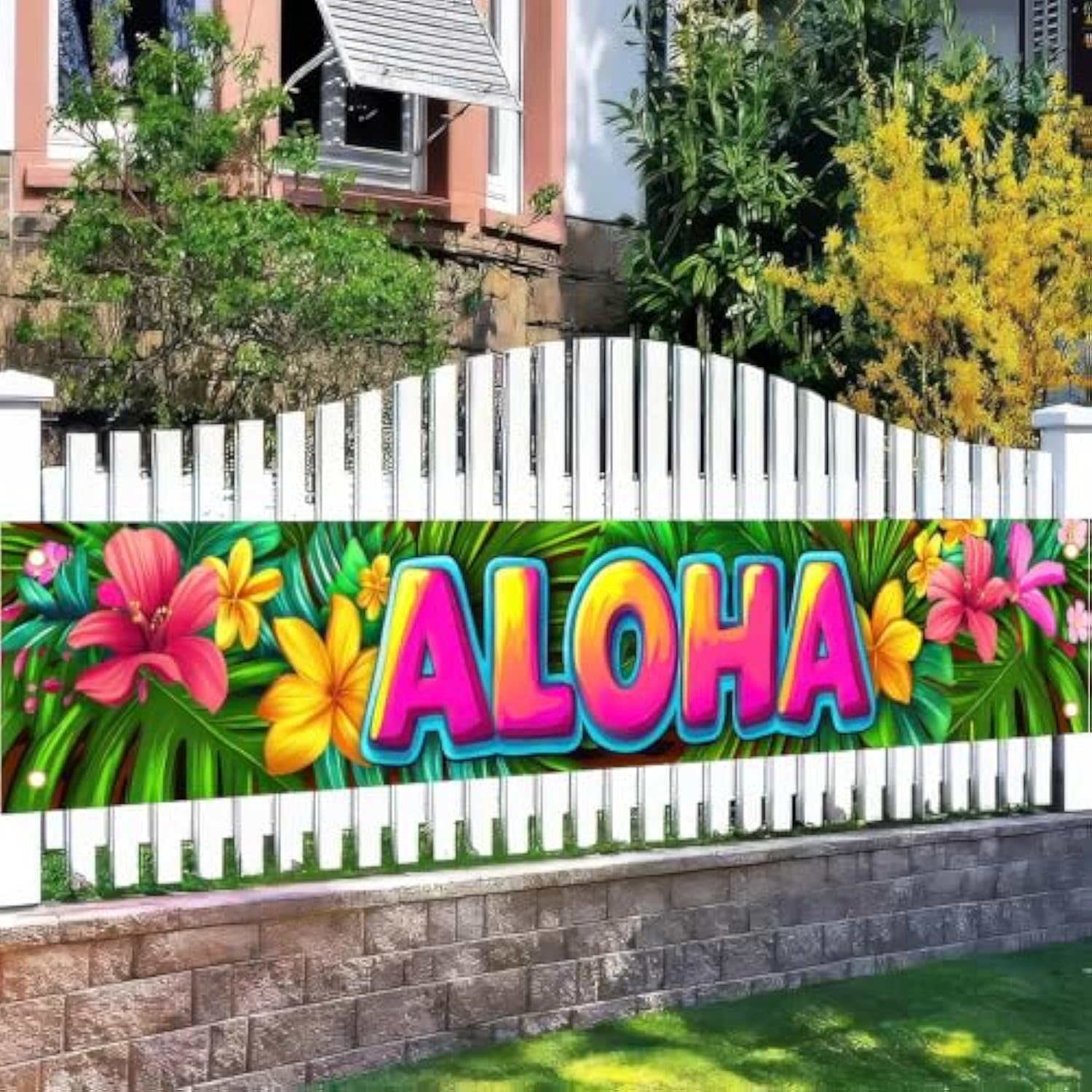 Aloha Backdrop Banner Hello Summer Hawaiian Tropical Theme Supplies Outdoor Banner 118 X 20 Inch Party Backdrop Decorations Photo Booth Props Summer Supplies Large Yard Sign