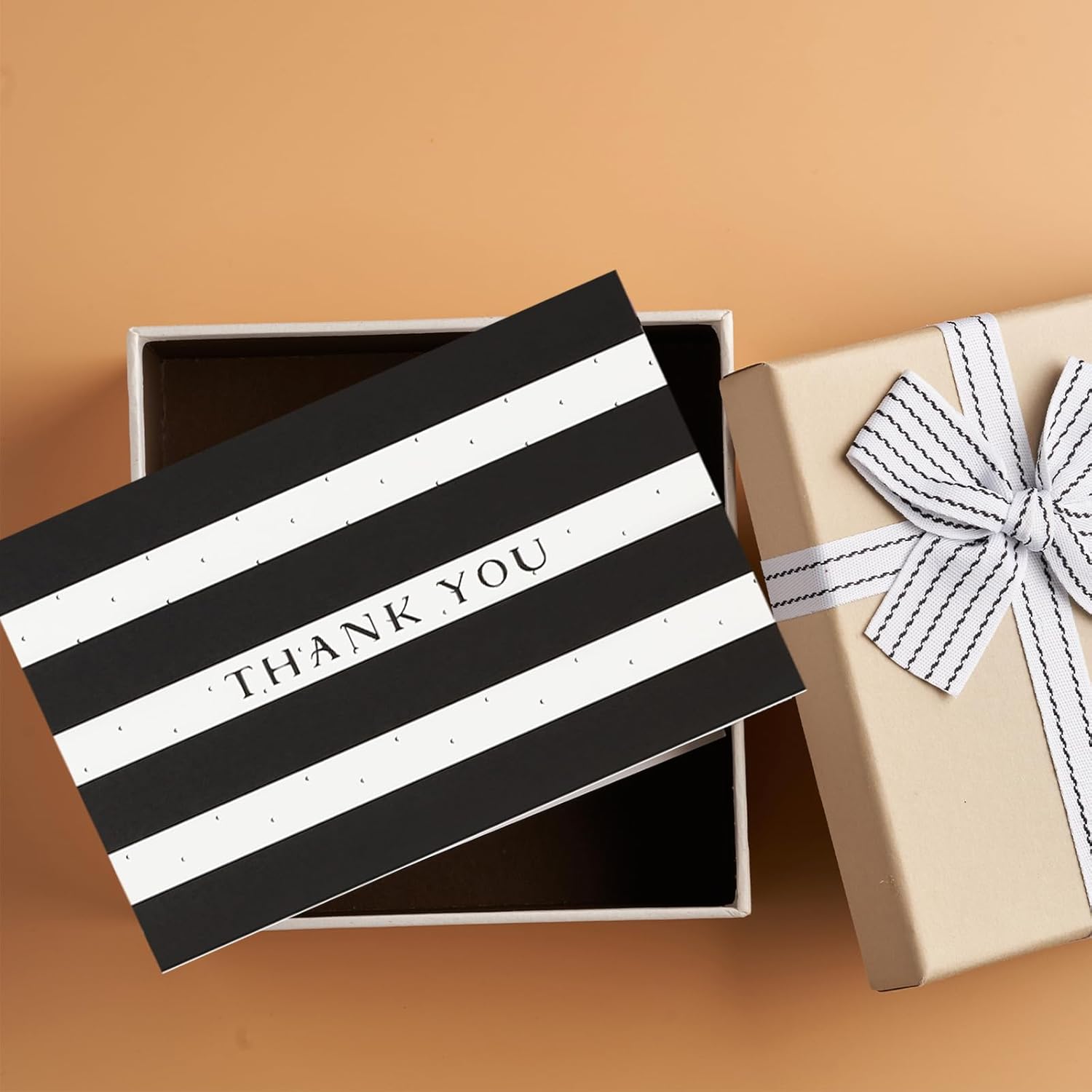 24Pcs Thank You Cards Set, 4.2 X 6.2 Inch Polka Dot And Stripe Style Thank You Cards With Envelopes, Stickers