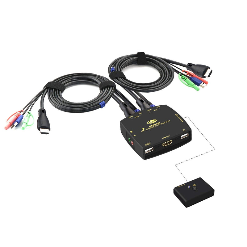 Ultra Hd 2 Port Hdmi Cables Kvm Switch 4096X2160@60Hz 4:4:4 With Audio Mic Sup