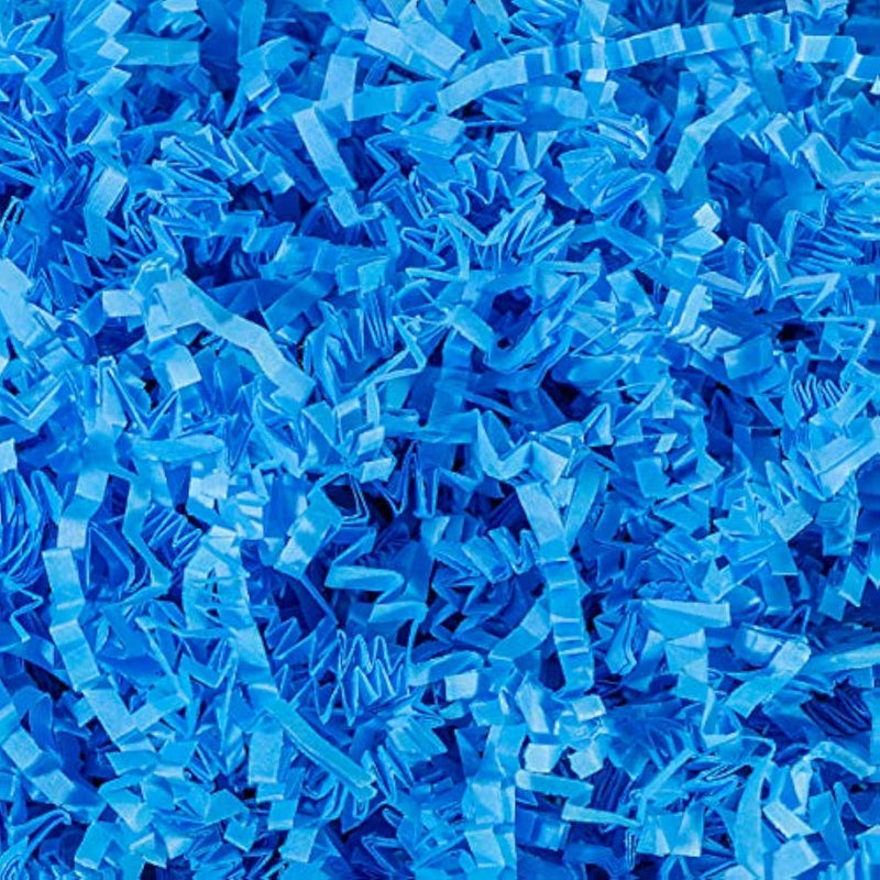 - 1 Lb - Light Blue - Crinkle Cut Paper Shred Filler Great For Gift Wrapping, Basket Filling, Birthdays, Weddings, Anniversaries