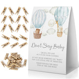 Don'T Say Baby Baby Shower Game, Animals Baby Shower Decoration Blue, Fire Balloon Don'T Say Baby Sign, Fun Baby Shower Games, Clothespins For Baby Shower-Dsba11