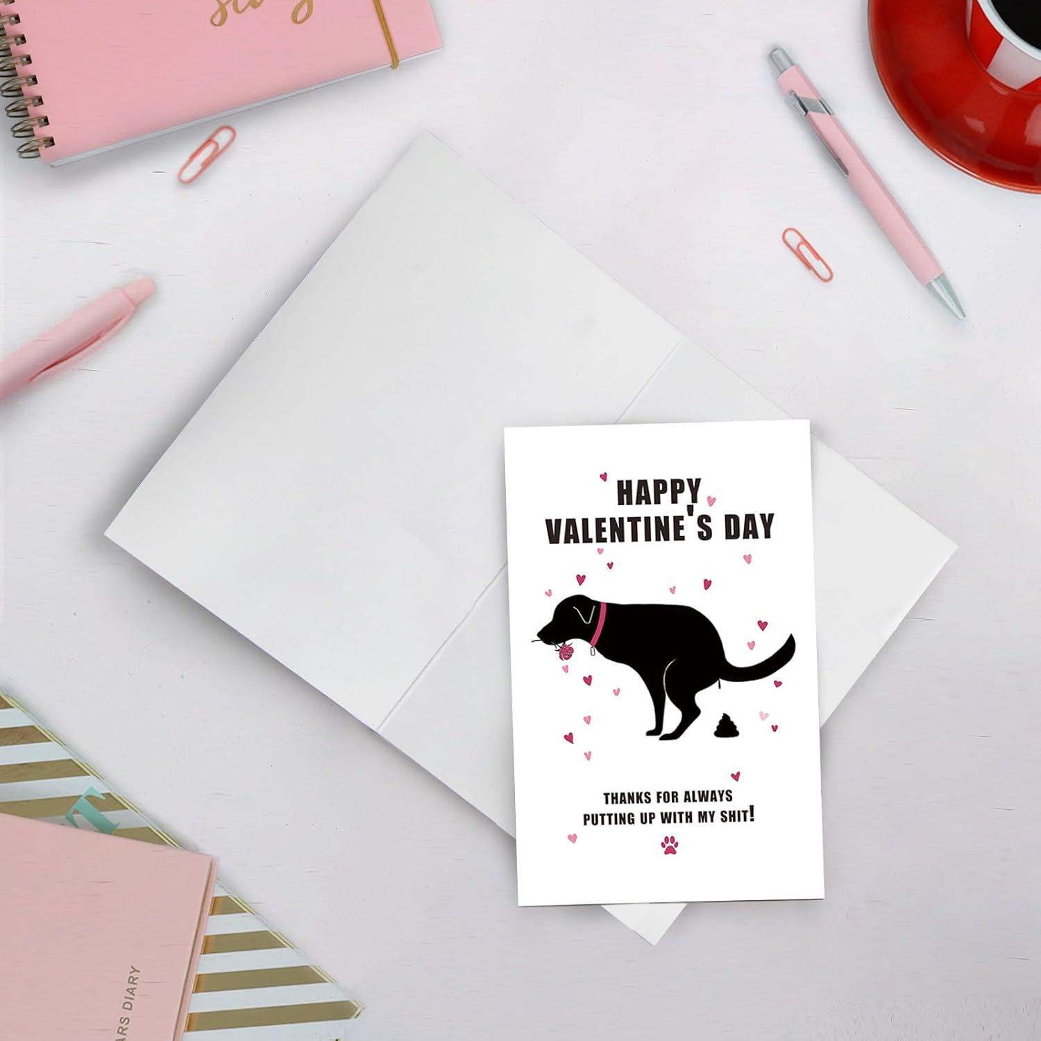 Dog Valentine’S Day Card, Rude Valentines Day Card For Him, Happy Valentine’S Day Card Gift For Dog Lover, Thanks For Always Putting Up With My Shit