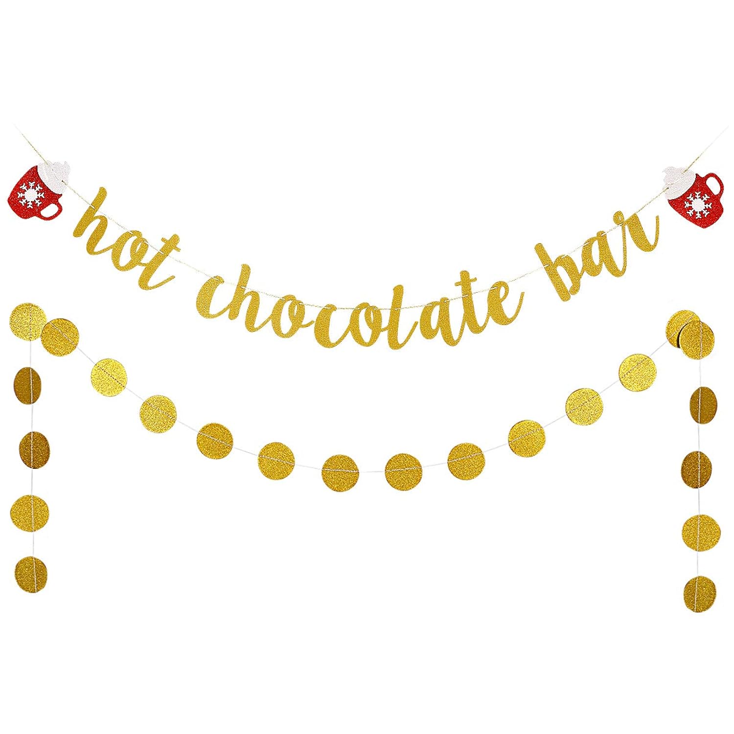 Hot Chocolate Bar Banner Gold Glitter Hot Chocolate Bar Sign Christmas Decorations For Wintertime Holiday Christmas Party New Year Party Decorations