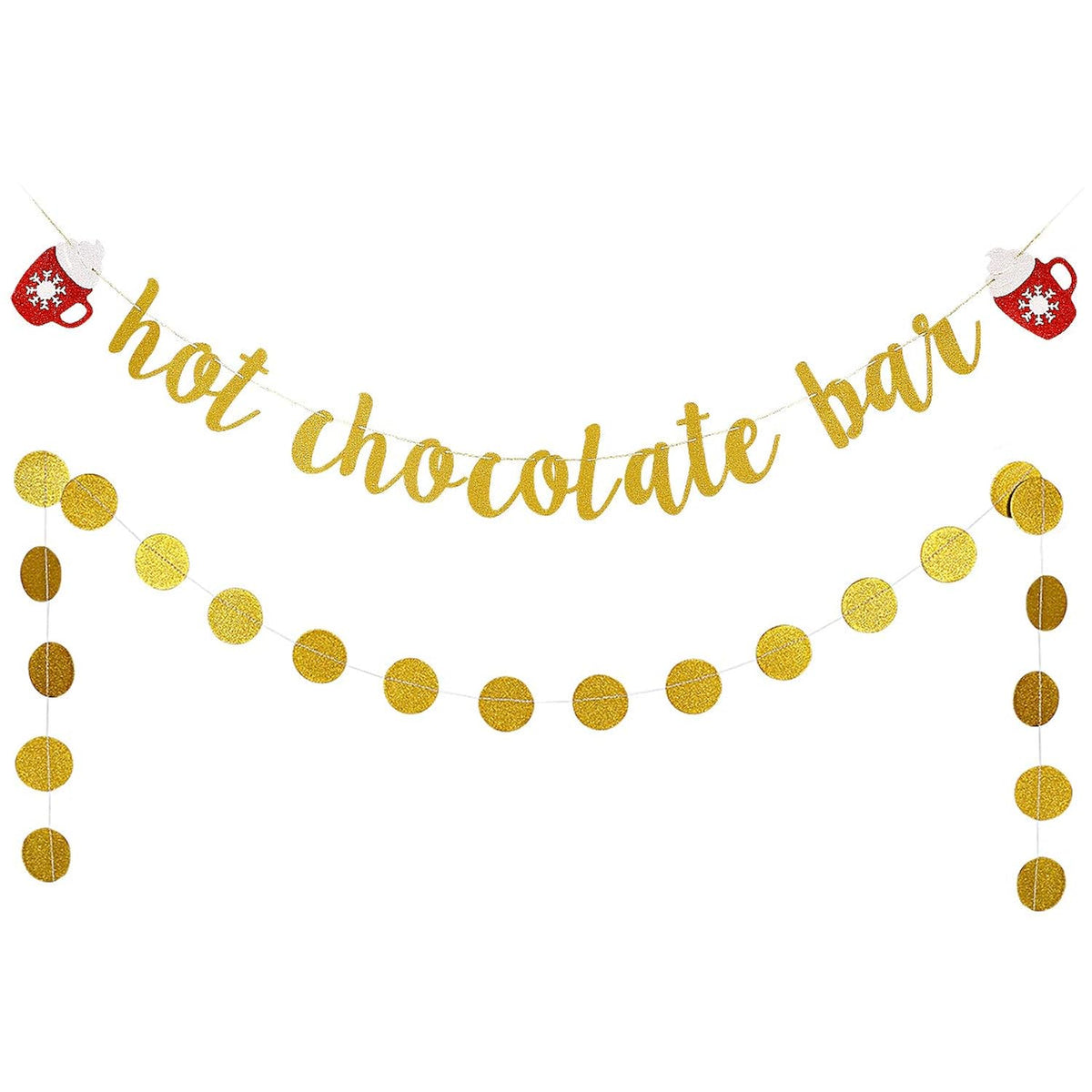 Hot Chocolate Bar Banner Gold Glitter Hot Chocolate Bar Sign Christmas Decorations For Wintertime Holiday Christmas Party New Year Party Decorations