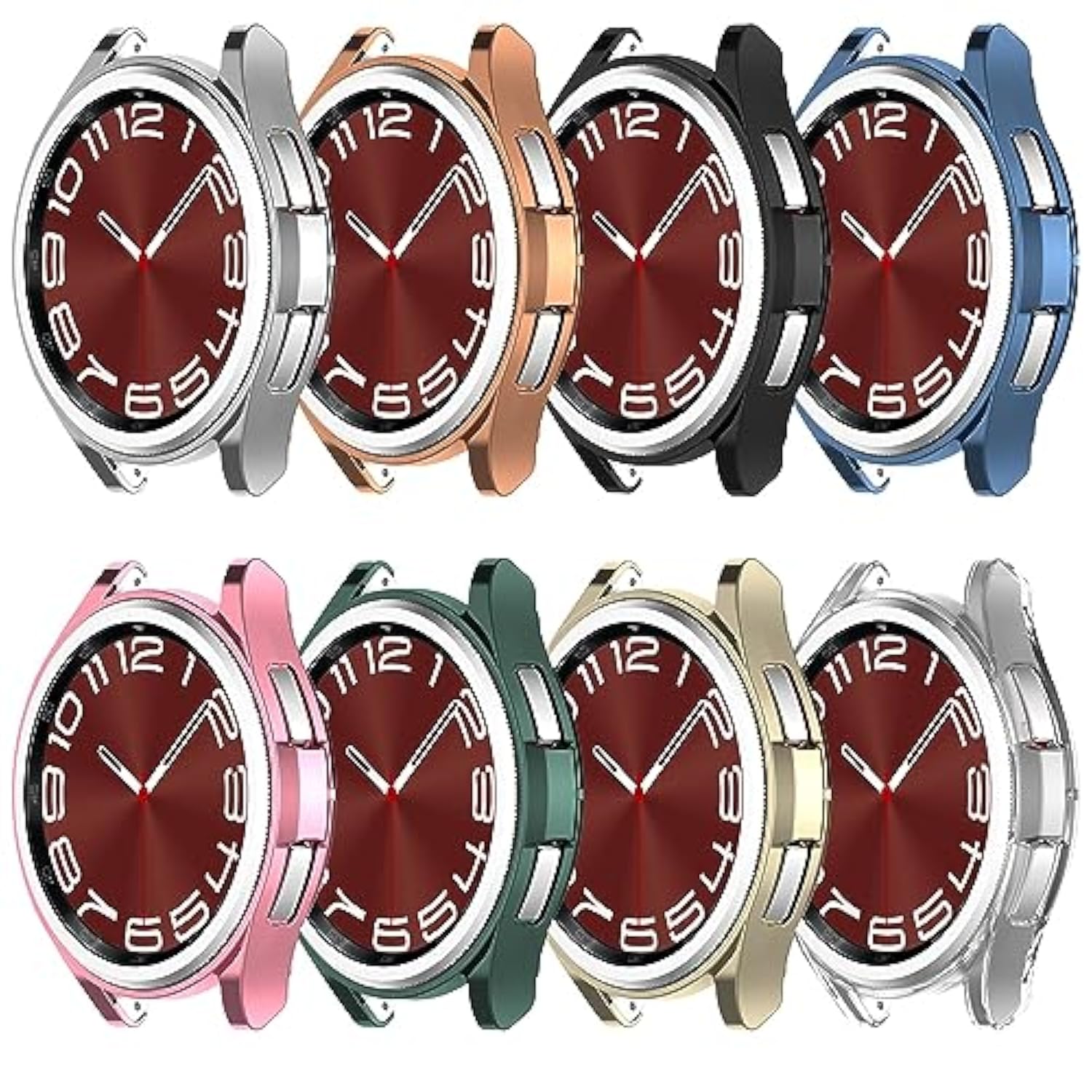 Screen Protector Case Compatible For Samsung Galaxy Watch 6 Classic 43Mm 47Mm Soft Tpu Bumper Cover Case Replacement For Galaxy Watch6 Classic Smart Watch (47Mm, 8Colors)