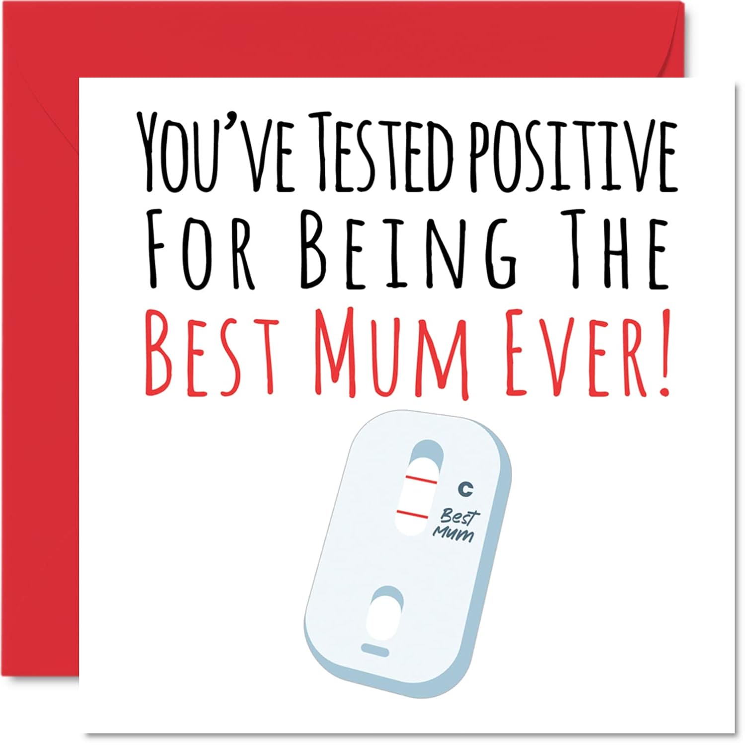 Funny Birthday Cards For Mum - Positive Best Ever - Joke Happy Birthday Card For Mum From Daughter Son, 5.7 X 5.7 Inch Mother'S Day Greeting Cards For Mama Mam Mammy