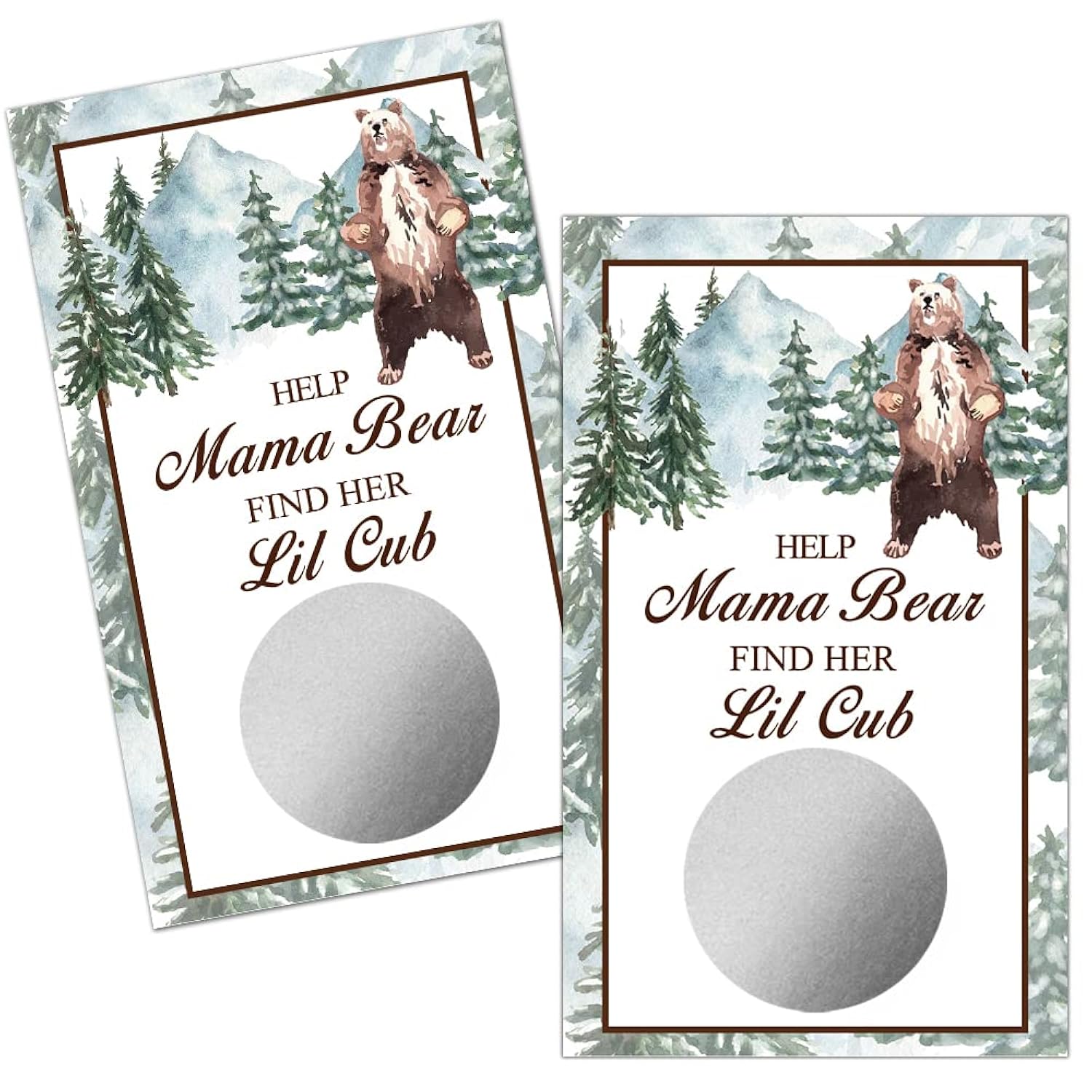 50 Pack Forest Animal Theme Baby Shower Game Scratch Off Cards For Baby Shower, Baby Shower Activity And Ideahelp Mama Bear Find Her Lil Cub