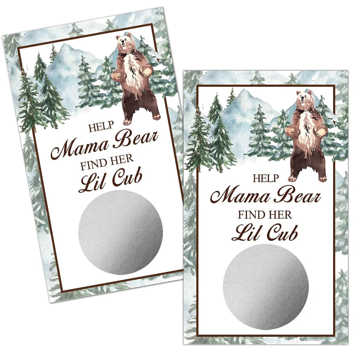 50 Pack Forest Animal Theme Baby Shower Game Scratch Off Cards For Baby Shower, Baby Shower Activity And Ideahelp Mama Bear Find Her Lil Cub