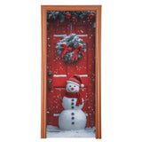 Christmas Snowman Door Cover, Stretch Fabric Backdrop Porch Covers For Home Party Holidays Decoration, 35X79 In
