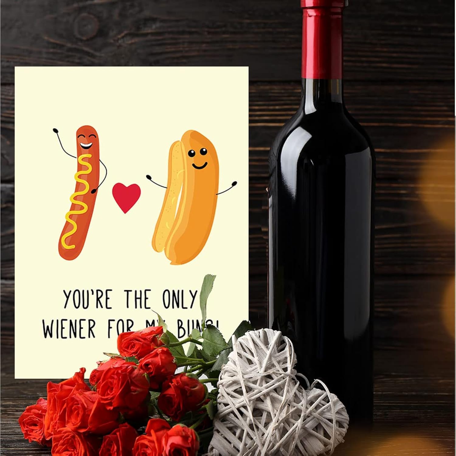 Funny Valentine Jumbo Card, Huge You'Re The Only Wiener For My Buns Jumbo Greeting Cards, Extra Large Valentines Card, Big Valentine Cards For Boyfriend, Girlfriend, Husband, Wife