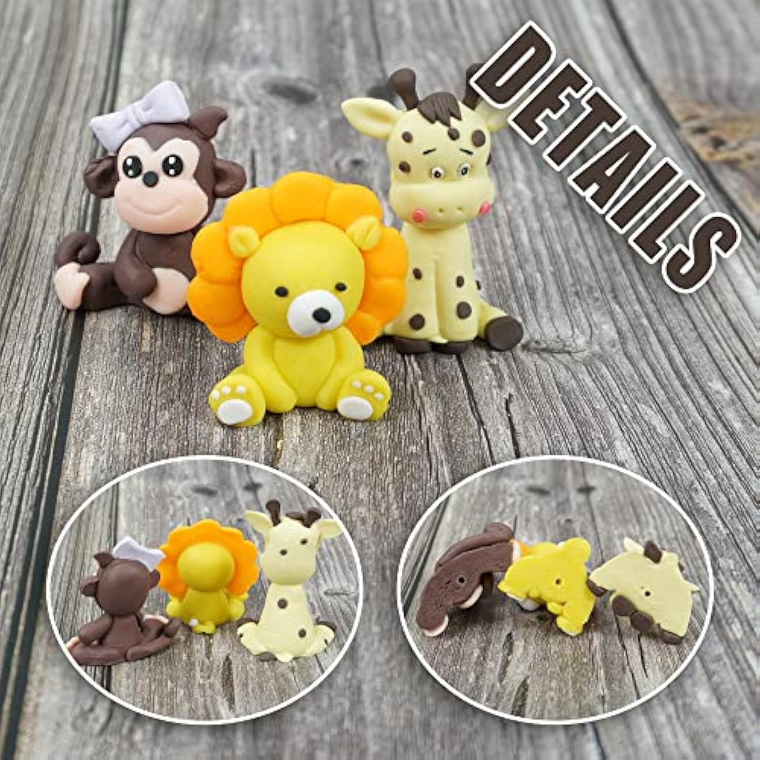 Jungle Safari Animal Cake Toppers And Decorations For Theme Party, Baby Showers, Kid Birthday Party Supplies