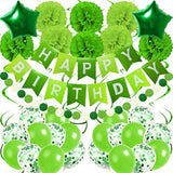 Birthday Decoration, Happy Birthday Banner, Tissue Paper Pom Poms, Hanging Paper Fan Set And Balloons For All Birthday Party Decorations Multi