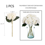 6Pcs Faux White Hydrangeas Fake Flowers Artificial Silk Hydrangea Flower With Stems Bouquets Arrangement For Home Table Centerpieces Wedding Baby Shower Birthday Party Decoration(White)