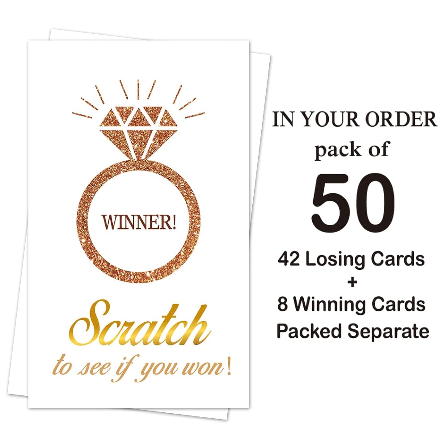 50 Pack Diamond Bridal Shower Scratch Off Game Cards For Country Wedding, Bridal Shower, Bridal Lottery Tickets, Wedding Shower Ideas (Scratch To See If You Won)